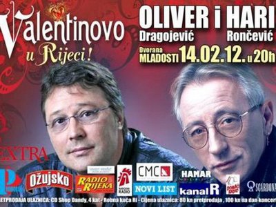 Koncert Olivera Dragojevića i Harija Rončevića u Dvorani mladosti
